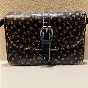 Patricia Nash black leather floral crossbody bag